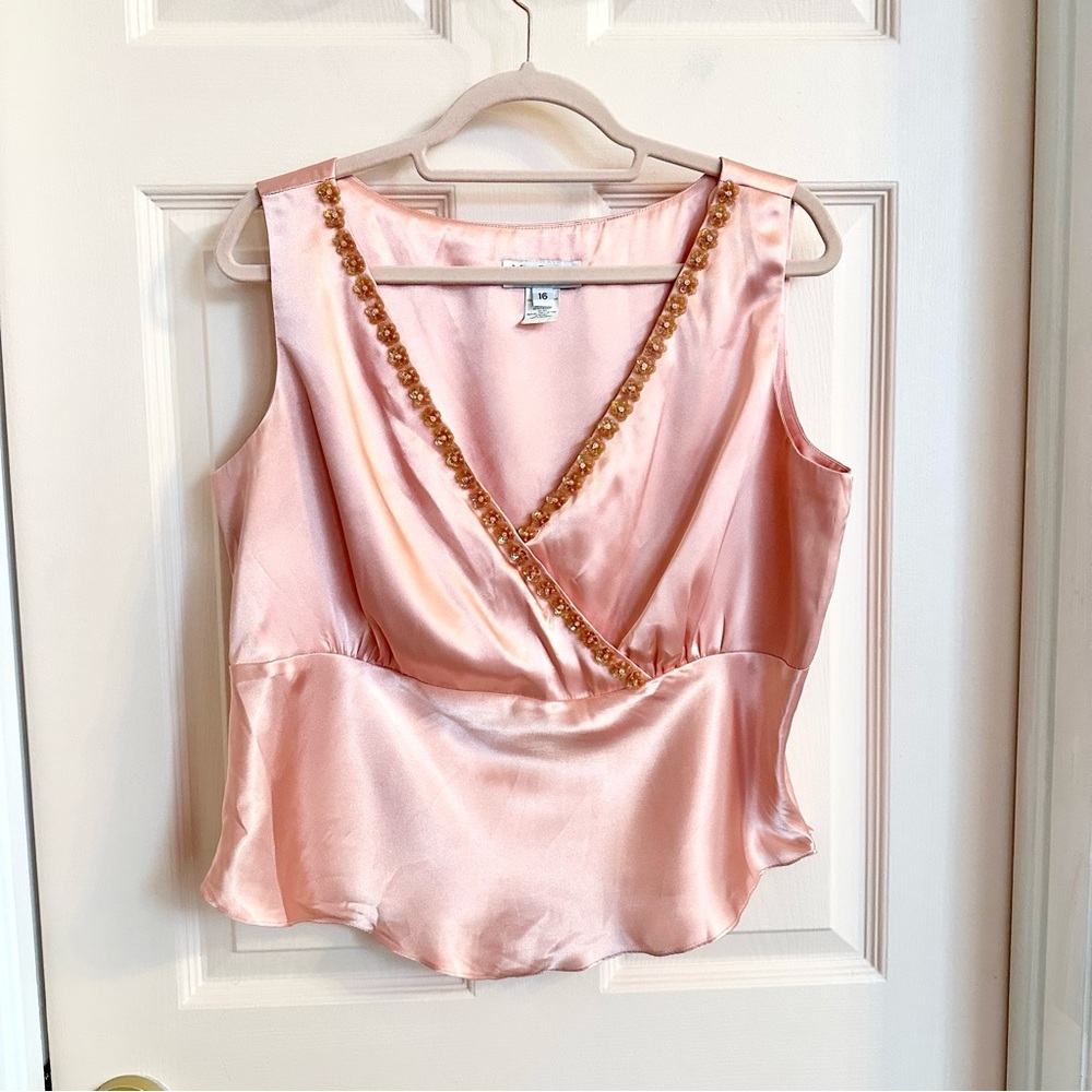 Peach sequined miss dorby top